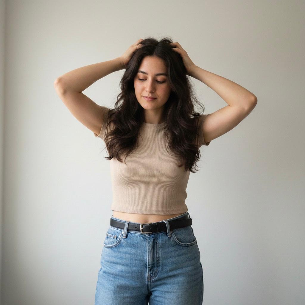 A woman posing indoors against a plain background, used as a visual section for a escort service in dwarka delhi