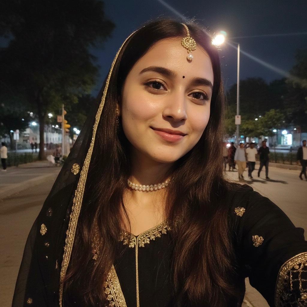 A portrait taken at night in an outdoor location, used for the visual section of the Call Girl in Dwarka and High Class Escort Dwarka service page