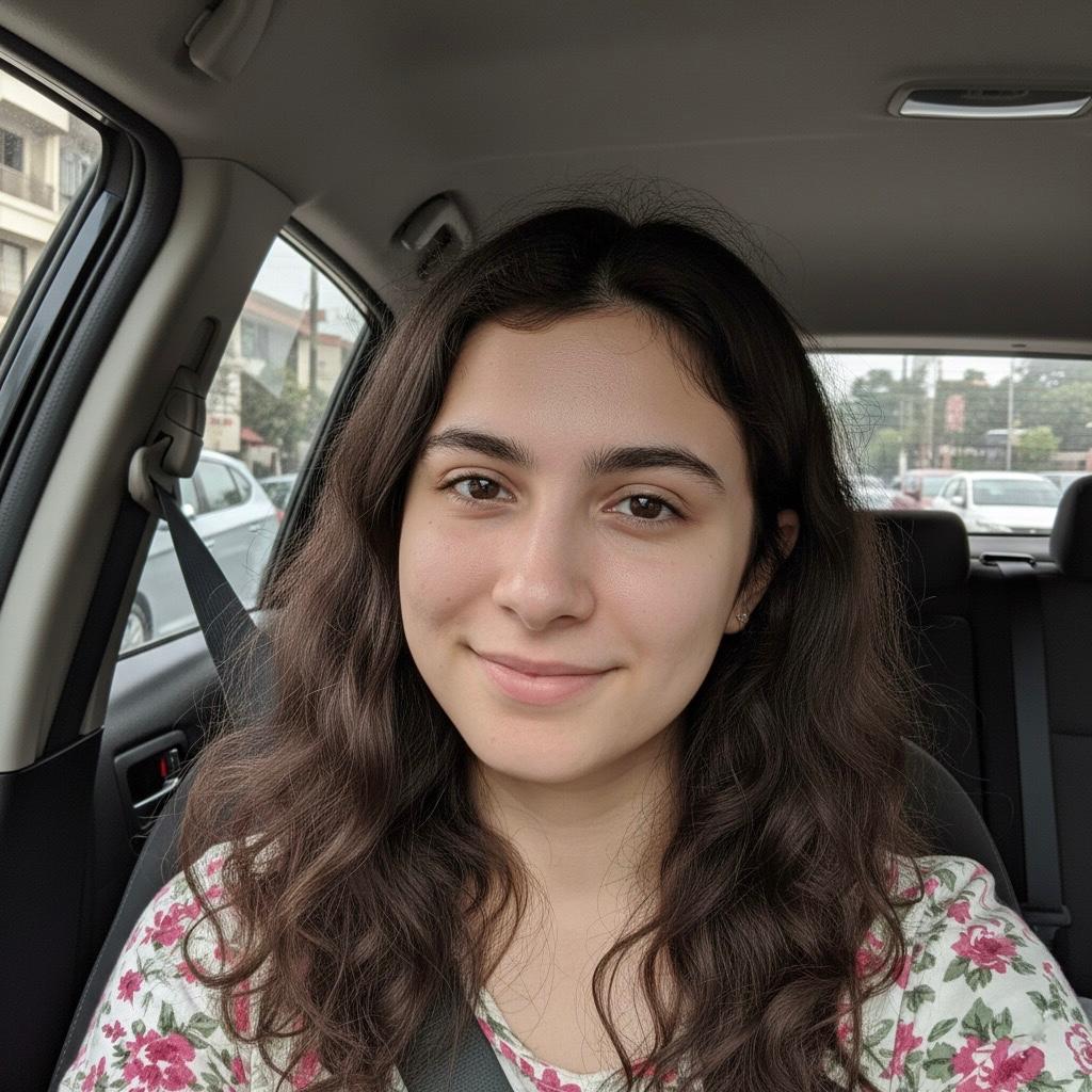 A natural selfie taken inside a car during daytime traffic, used as a visual section for the Call Girl in Dwarka and Independent Escort in Dwarka information page
